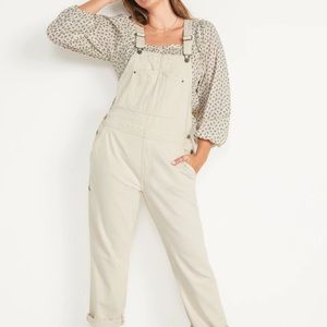 Slouchy Straight Ecru-Wash Overalls
